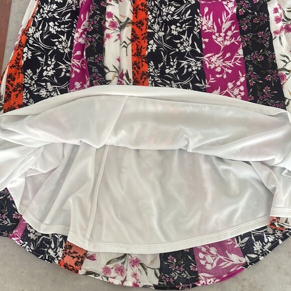 NINA LEONARD Gauzy Flowy Braided Strap Mixed Floral Patchwork Trapeze Dress XL - Picture 7 of 11